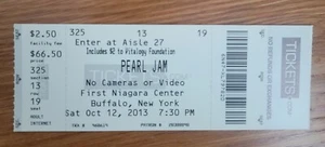 PEARL JAM unused mint concert ticket stub BUFFALO FIRST NIAGARA CENTER 10/12/13 - Picture 1 of 2