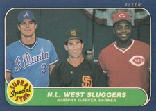 FREE SHI-1986 FLEER #640 NL WEST SLUGGERS DALE MURPHY,STEVE GARVEY, DAVE PARKER