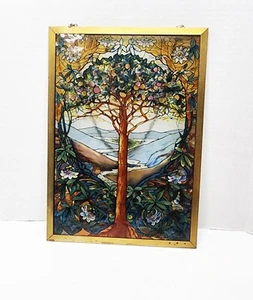 Louis C Tiffany Tree Of Life Stained Glass Window Panel Glassmaster Signed - Picture 1 of 10