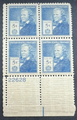 Scott#: 892 Elias Howel 5¢ 1940 Plate Block of Four MNHOG - Lot 1 - Image 1 of 2