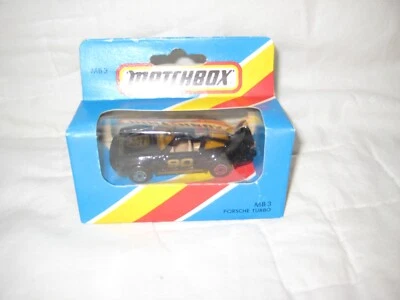 MIB 1978 Matchbox #3 Porsche Turbo, Black w Gold turbo 90 emblems in Display Box - Image 1 of 4