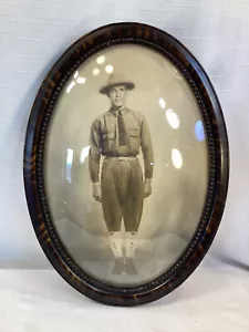 Antiguo marco de vidrio burbuja convexo fotografía retrato soldado militar de la Guerra Mundial - Imagen 1 de 6