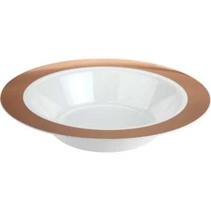 Plastic Rose Gold Foil Trim Rim White Bowls Pack of 6 Party Wedding Supplies - Picture 1 of 2