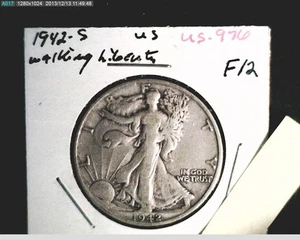 1942-S Liberty Walking Half,  Circulated Medium Grade, .3617 Oz Silver (US-976) - Picture 1 of 2