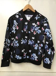 Adidas girls Black Floral long sleeve zip up jacket by  size XL  (16) - Picture 1 of 3