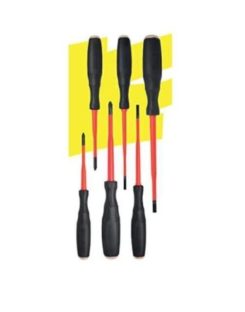 SET CACCIAVITI GIRAVITI ELETTRICISTA CACCIAVITE ISOLATI ISOLATO 6PZ INTERCABLE - Immagine 1 di 1