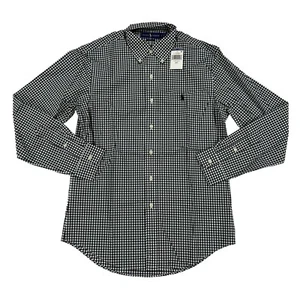 Camisa Polo Ralph Lauren Calce Clásico Manga Larga Guinga - Negra/Blanca - Talla: S - Imagen 1 de 3