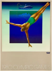Original Vintage Poster Moscow Olympic Games 1980 Australia Swimmer Levi's - Picture 1 of 1