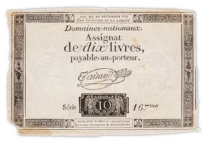 Assignat 10 LIVRES 1791 - FRANCE - Série 167 - Taisaud - Picture 1 of 3