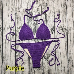 Hand Crochet Classic Bikini Set Women Beach Swimwear - Picture 1 of 33