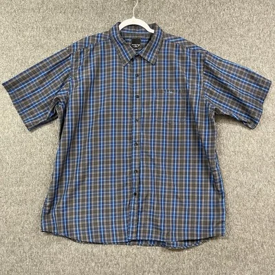 Sahara Club Shirt Mens 2XL Blue Gray Plaid Short Sleeve Button Up - Image 1 of 4
