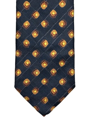 Corbata Ermenegildo Zegna Jacquard Seda 59.5" Azul Marrón Geométrica Preppy Italia Foto 1 de 4