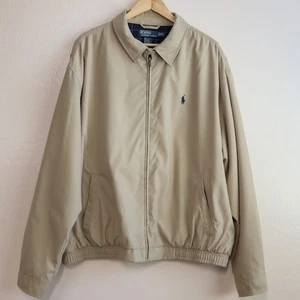 Polo Ralph Lauren Harrington Jacket XXL Khaki Beige Cotton Lined Preppy Classic - Picture 1 of 13