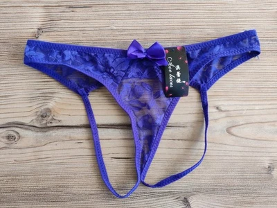 Sexy Dessous: Spitzen-Tanga - BlauLila - Bild 1 von 4