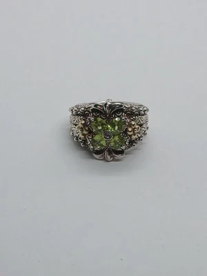 Anillo Bixby 925 Flor Peridoto 18k Esterlina Foto 1 de 4