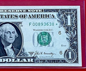 1969-B STAR NOTE $1 DOLLAR BILL ( ATLANTA F ) UNCIRCULATED - Picture 1 of 3