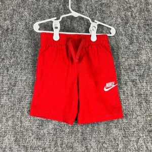 Nike Shorts Boys 4 XS Red Jersey Athletic Basketball Stretch Waist Pockets - Picture 1 of 7