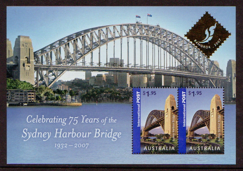 AUSTRALIA 2007 SYDNEY HARBOUR BRIDGE MINIATURE SHEET OPT. BANGKOK UNMOUNTED MINT - Image 1 of 1