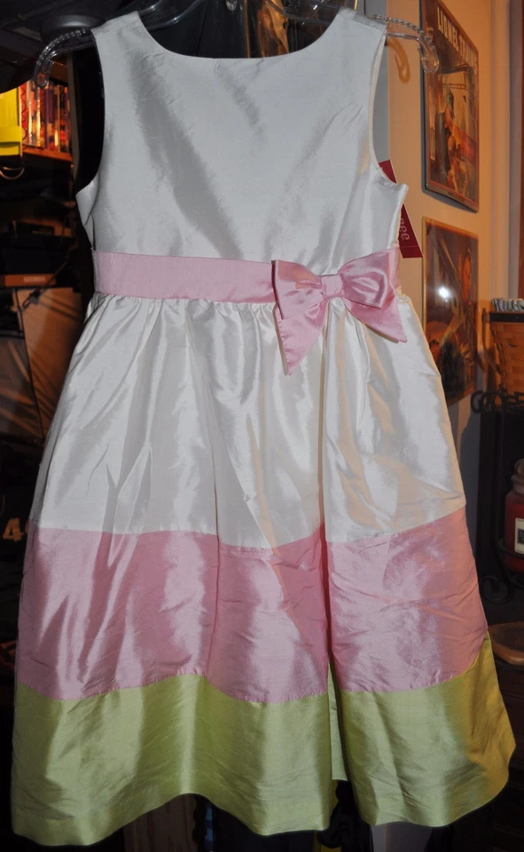 GYMBOREE BEAUTIFUL SILK DRESS SIZE 9 NWT HAPPY RAINBOW DRESSY WEDDING CRUISE! - Image 1 of 1