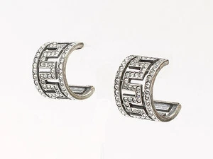 9901445-d Ohrringe Halb-Creolen Swarovski-Steine geometrisch 925er Silber L2cm - Picture 1 of 3