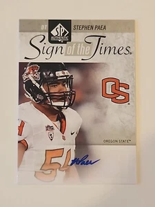 Stephen Paea 2011 SP Authentic Sign of the Times Rookie Autograph ST-SP Beavers - Picture 1 of 11