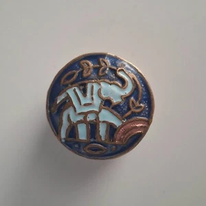 Brass Cloisonne Elephant Trinket Box Pill Box Vintage India Meena Work Enamel - Picture 1 of 16