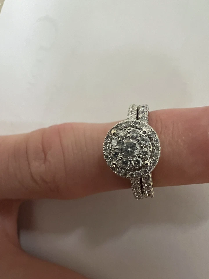 conjuntos de anillos de boda oro 14k real para él y ella Foto 1 de 4