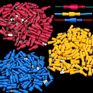100Pcs Insulated Spade Crimp Terminals Male&Female Wire Connectors 22-10AWG - Picture 1 of 12