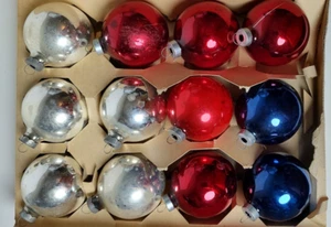 12-Christmas Ornaments Mercury Glass Ball 2.5" Vintage Rauch Red Blue Silver - Picture 1 of 14