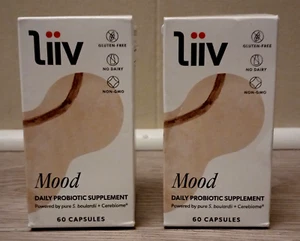 2 X LiiV Mood Daily Probiotic Supplement for Digestive & Mood Support 60 Capsule - Picture 1 of 9