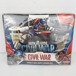 Marvel Captain America Single Bed Quilt Duvet Doona Cover Set Avengers - Picture 1 of 5