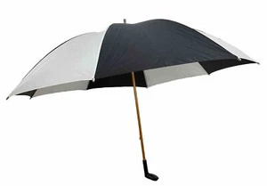 VINTAGE Golf Club Handle Umbrella 1 Wood  Handle Black White  Trusty Rain Gear - Picture 1 of 13