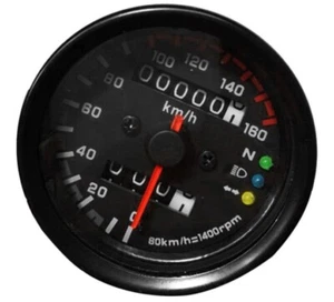 Marcador clásico odómetro velocímetro negro analógico Universal para moto   - Imagen 1 de 6