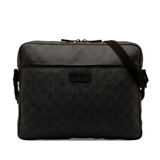 Authenticated Gucci GG Supreme Black Coated Canvas Fabric Crossbody Bag
