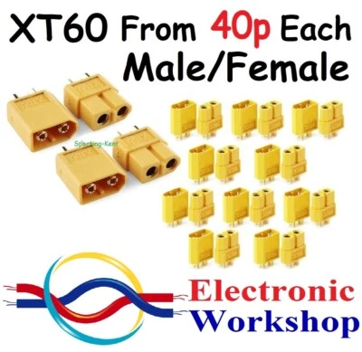 XT60 RC Connectors Male, Female Battery ESC Radio Controlled Car Plane UK Seller - Image 1 of 3
