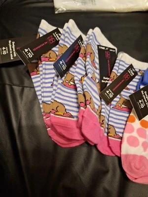 Лот из 6 женщин без границ собаки печать низкого покроя носки/точки - Изображение 1 из 4