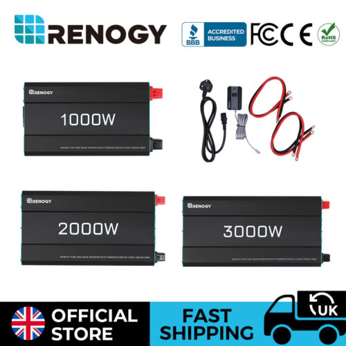 Renogy 12V 1000W 2000W 3000W Pure Sine Wave Inverter with UPS Function