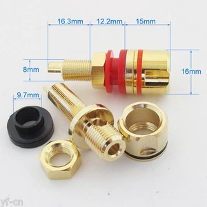 4pcs High Quality Gold Plated Copper Amplifier Speaker Terminal Binding Post - Picture 1 of 12