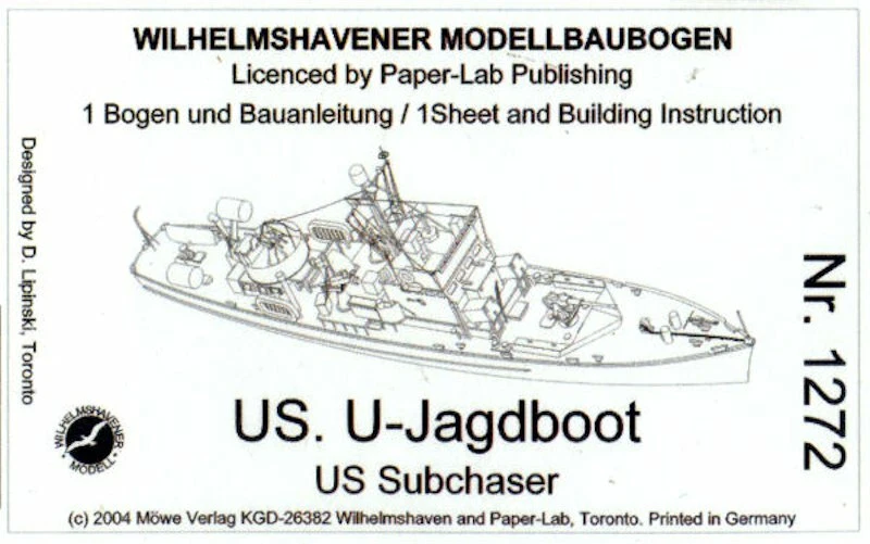Wilhelmshavener Modellbaubogen 1272 - US Subchaser U-Jagdboot SC 1029 - 1:250 - Bild 1 von 1