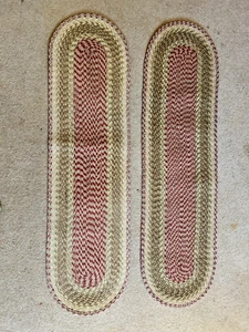 Rustikal Country Oval Geflochten Natur Teppich Treppenstufe Tischläufer 2er Set - Bild 1 von 2