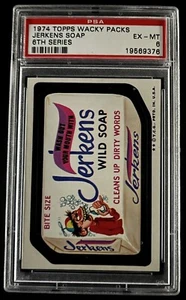 1974 Topps Wacky Packs Packages Jerkens Soap PSA 6 EXMT Series 6 Tan Back - Picture 1 of 2