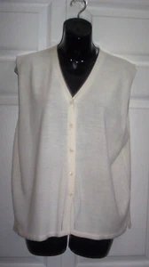 METROPOLITAN Women's Large Vest Knit Sweater Off White Button Down New Sale - Picture 1 of 7
