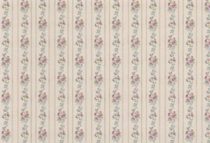 1:48, 1/4" Scale Dollhouse Miniature Wallpaper Rose Stripe 2 strips - 0002707 - Picture 1 of 2