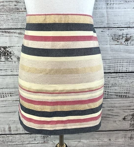 J Crew Skirt size 8 Black Red Gold Sparkle Stripes Short Straight Dancing Slim - Picture 1 of 6
