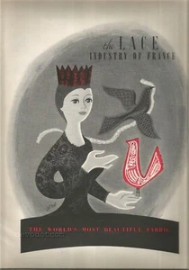 J.L. años 50 Anuncio de la industria del encaje ilustrado Noel de Francia 1956 - Imagen 1 de 1