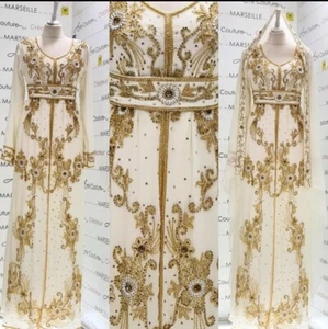 Solde Neuf Marocain Dubaï Caftans Farasha Abaya Robe Très Fantaisie Long Ms 612 - Picture 1 of 16