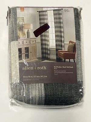 (UN PANEL) 3728120 ALLEN + ROTH 50" X 95" BLANCO Y NEGRO HESS ROD CORTINA BOLSILLO Foto 1 de 2