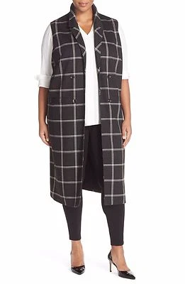 Halogen Windowpane Check Long Vest (size 2X) - Image 1 of 3