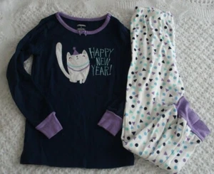 Gymboree Girls 6 PJ pajamas Happy New Year kitty cat EUC - Picture 1 of 1