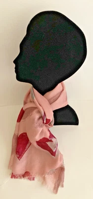 Ladies Pink, Maroon & Turquoise Oblong Scarf - Image 1 of 4